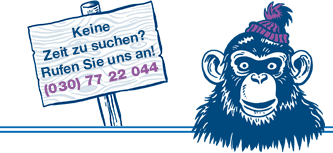 Mutimal Affe mit Telefonnummer 030 77 22 044